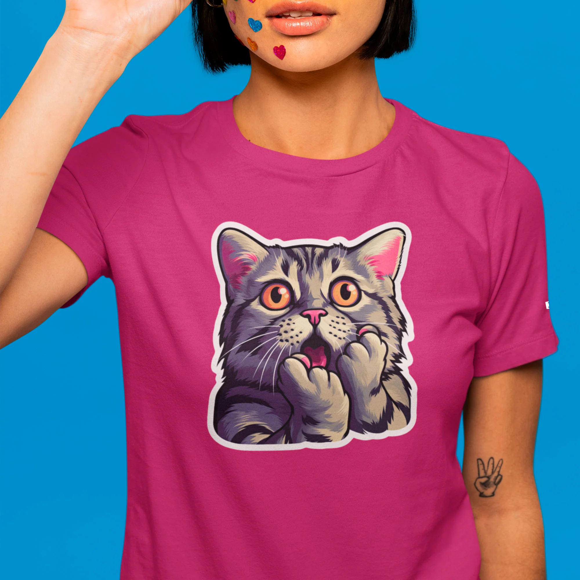 Cat-astrophic Surprise Modern Regular Fit T-Shirt | Bella+Canvas - Image 2