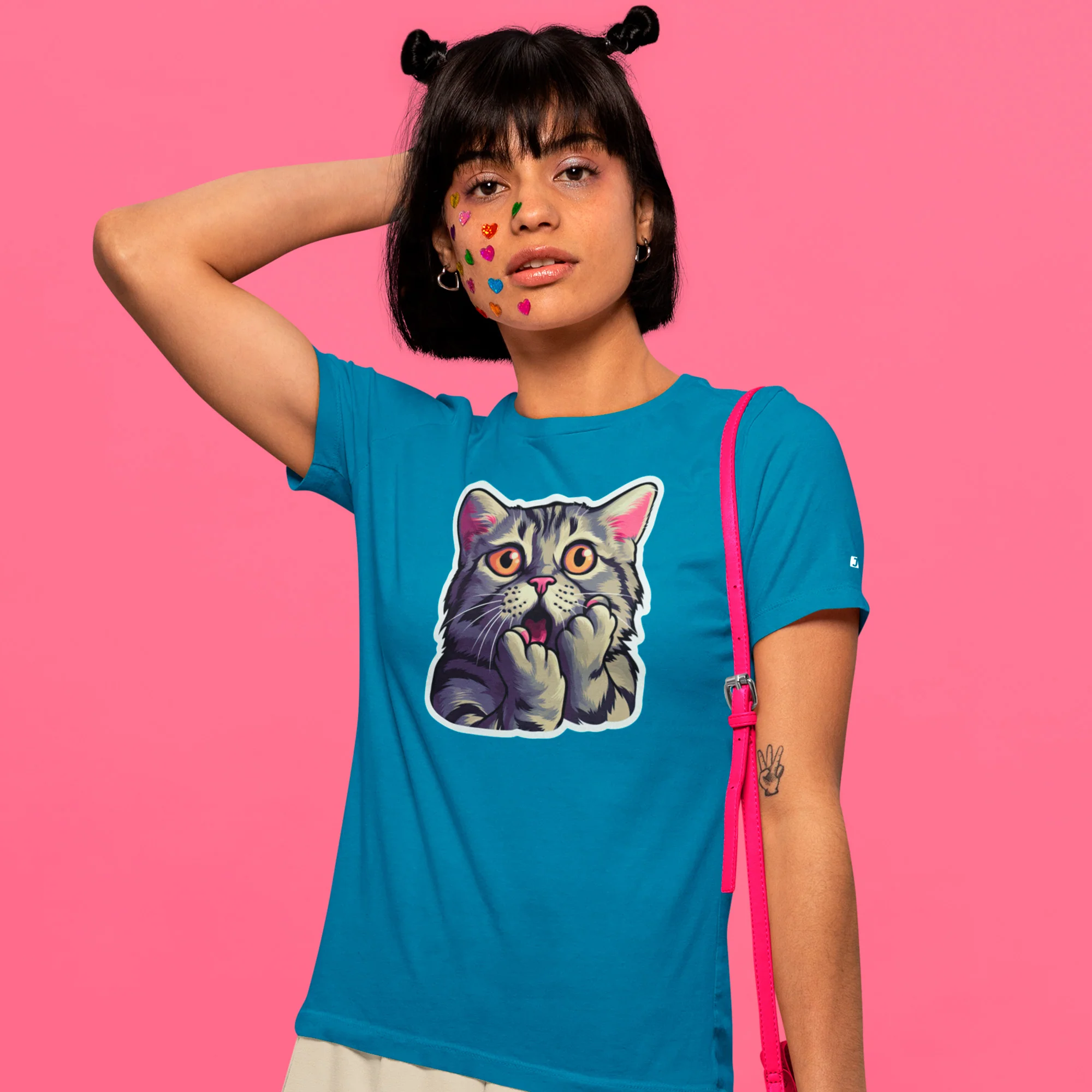 Cat-astrophic Surprise Modern Regular Fit T-Shirt | Bella+Canvas - Image 3