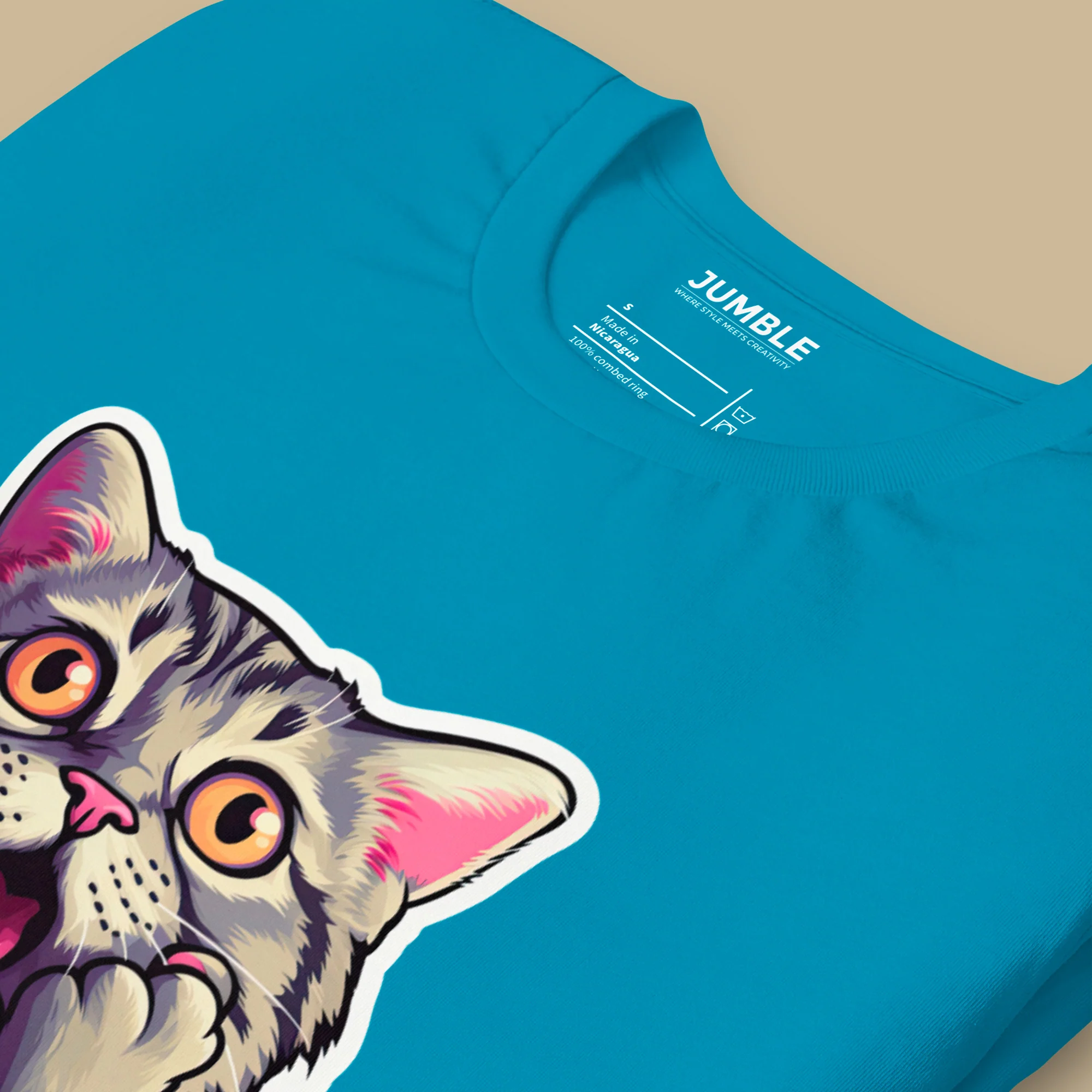 Cat-astrophic Surprise Modern Regular Fit T-Shirt | Bella+Canvas - Image 4