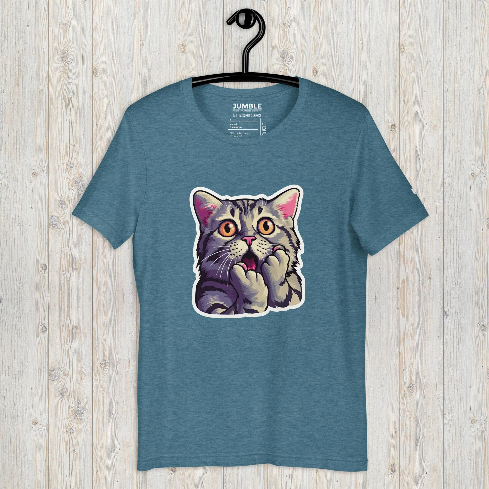Cat-astrophic Surprise Modern Regular Fit T-Shirt | Bella+Canvas - Image 9