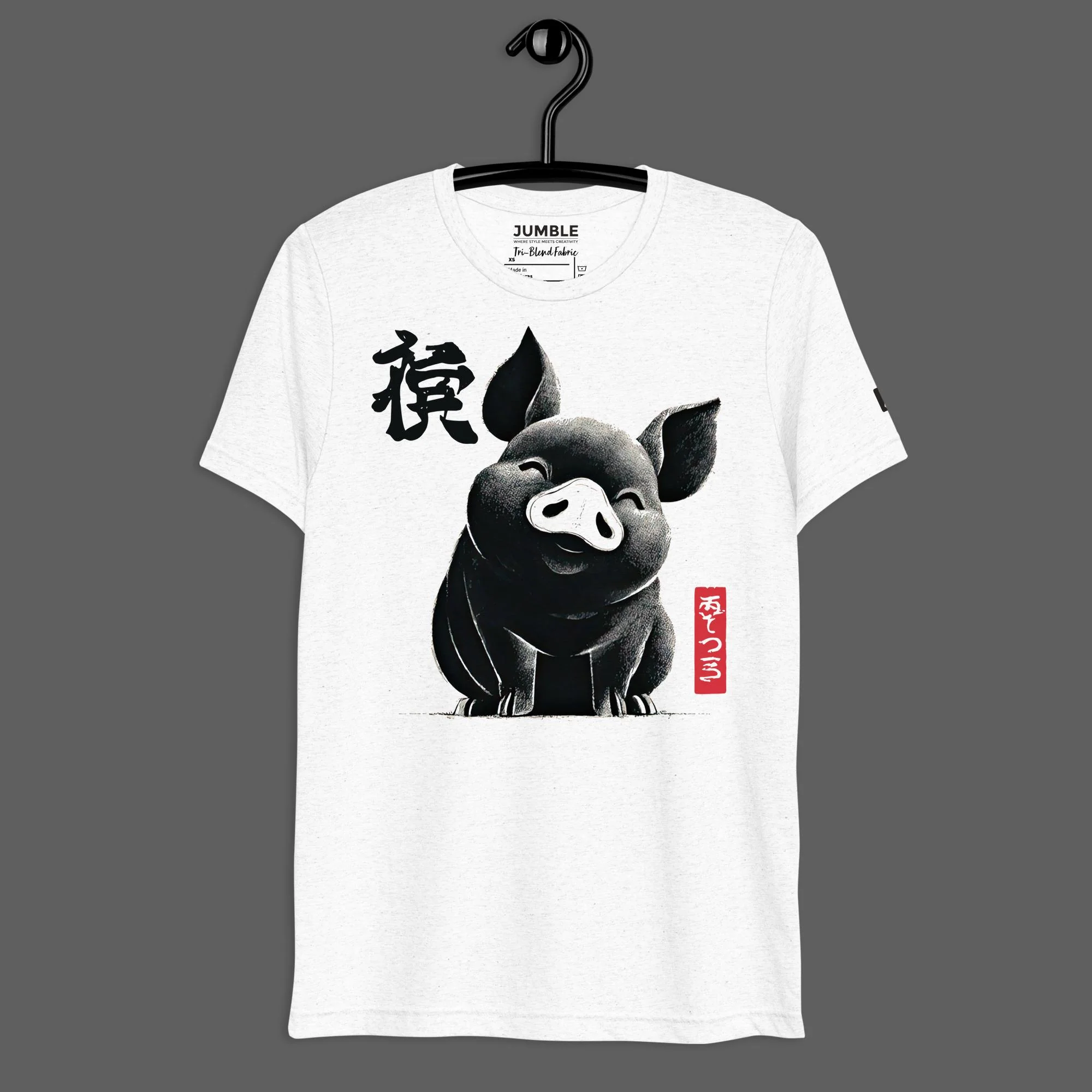 Chibi Buta sleeve vintage T-Shirt | Tri-Blend - Image 3