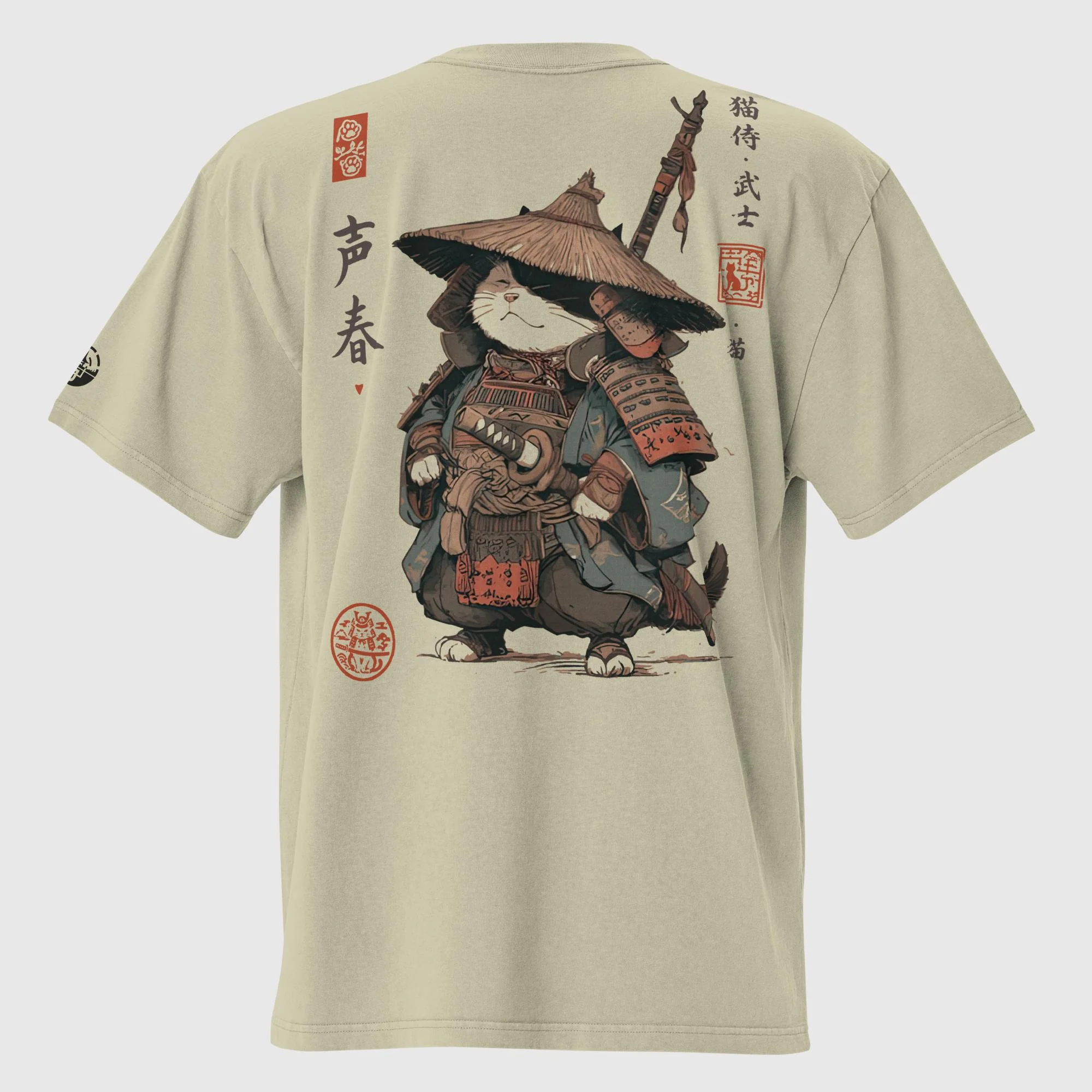 Katana Paws Men's Oversized Faded T-Shirt (back print) | AS Colour - Image 4