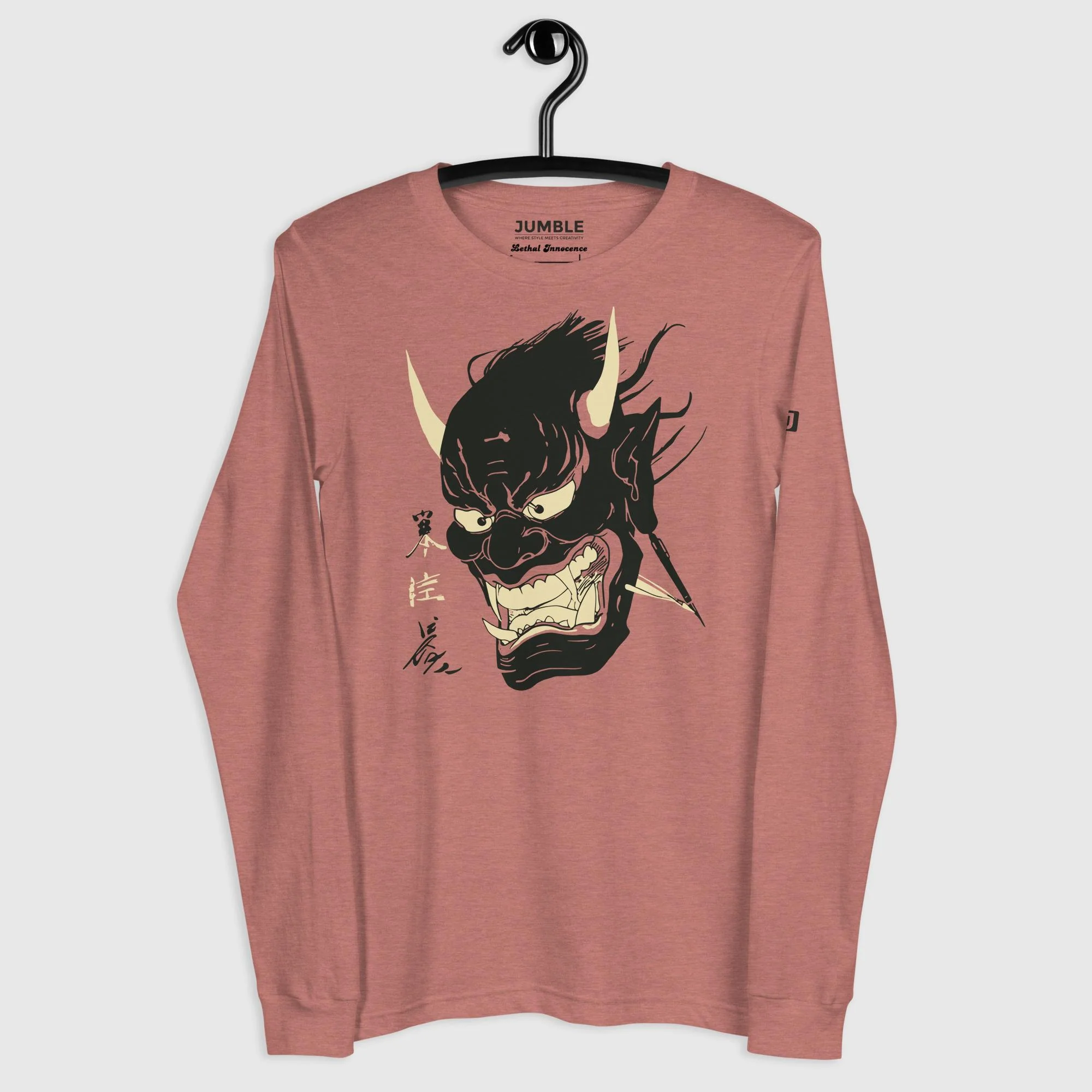 Oni no Kao Long Sleeve T-Shirt | Bella+Canvas - Image 3