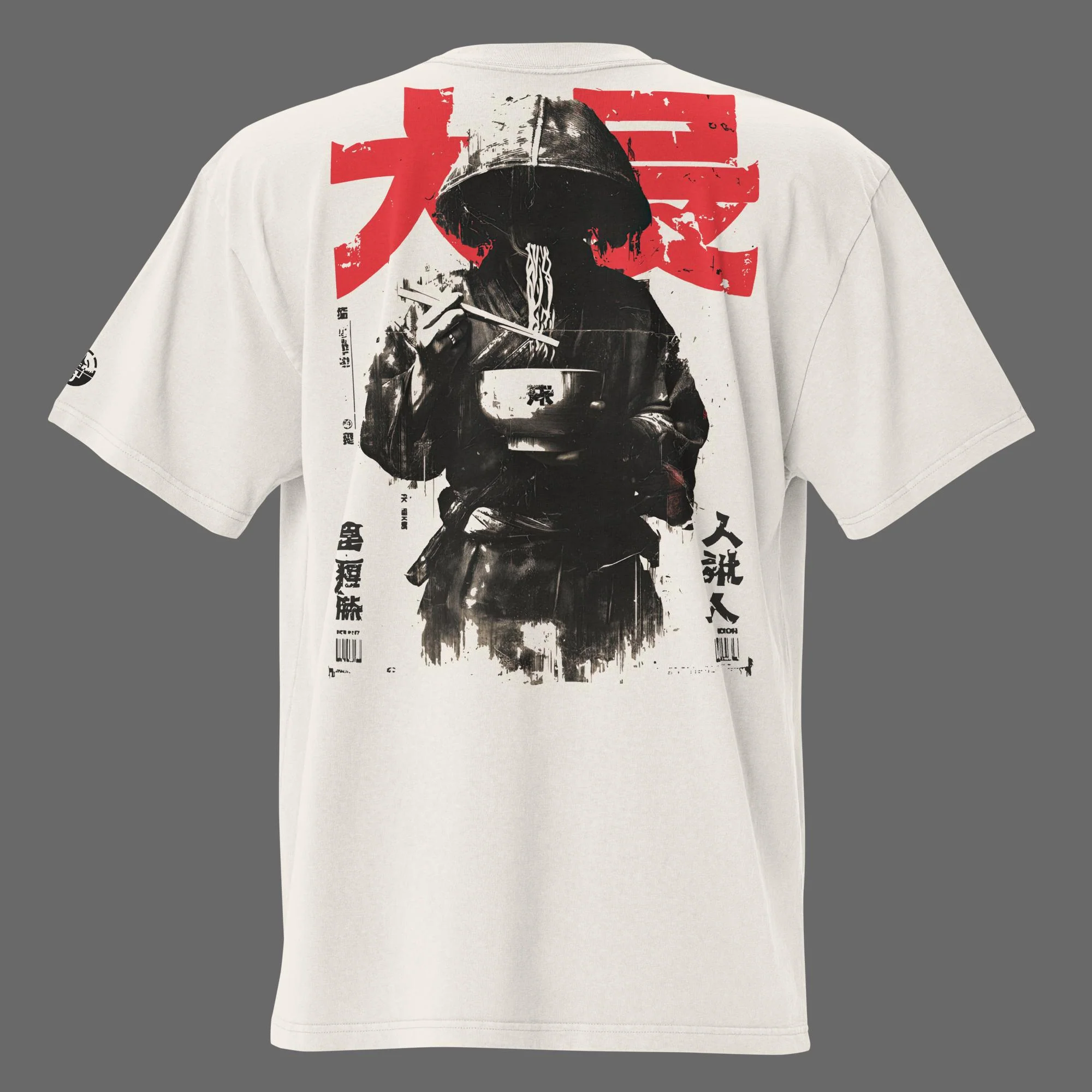 Shizukana Shokuji Men's Oversized Faded T-Shirt (back print)  | AS Colour - Image 3