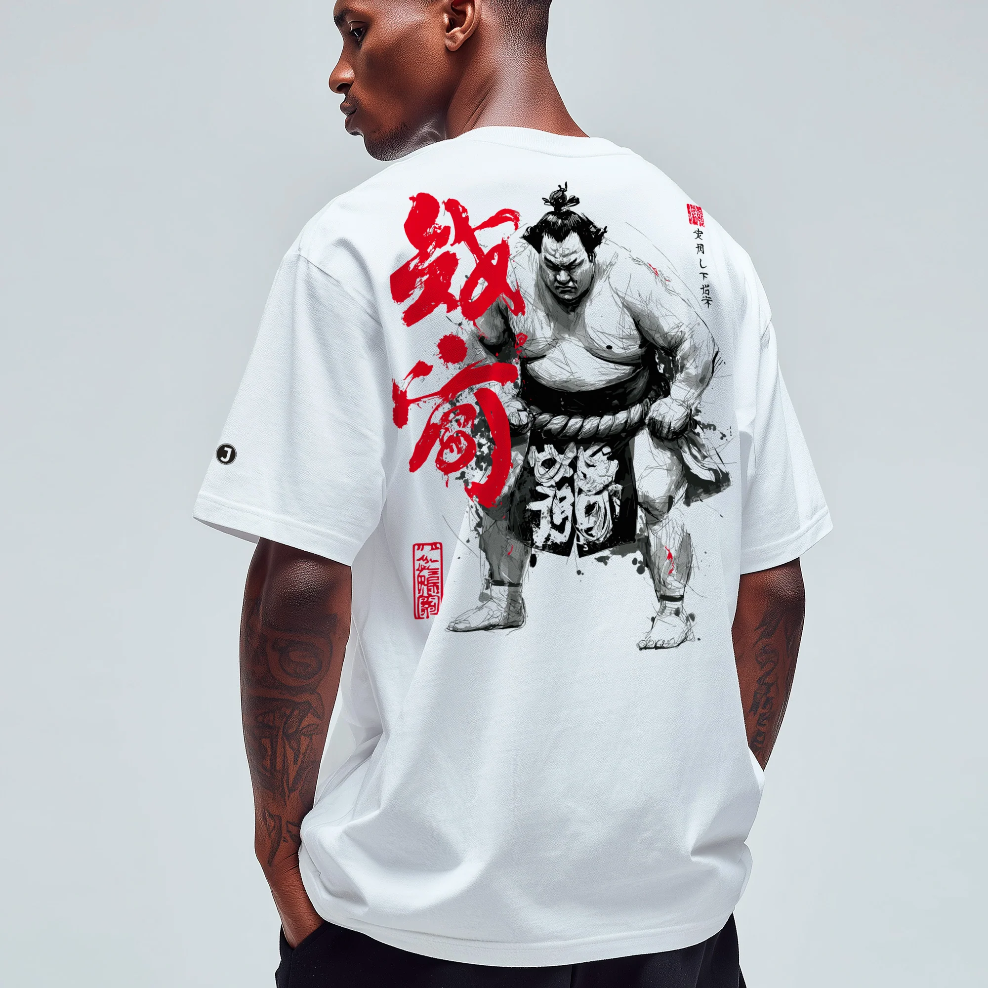 Tachiai Men’s Boxy Heavyweight T-Shirt (back print) | Cotton Heritage