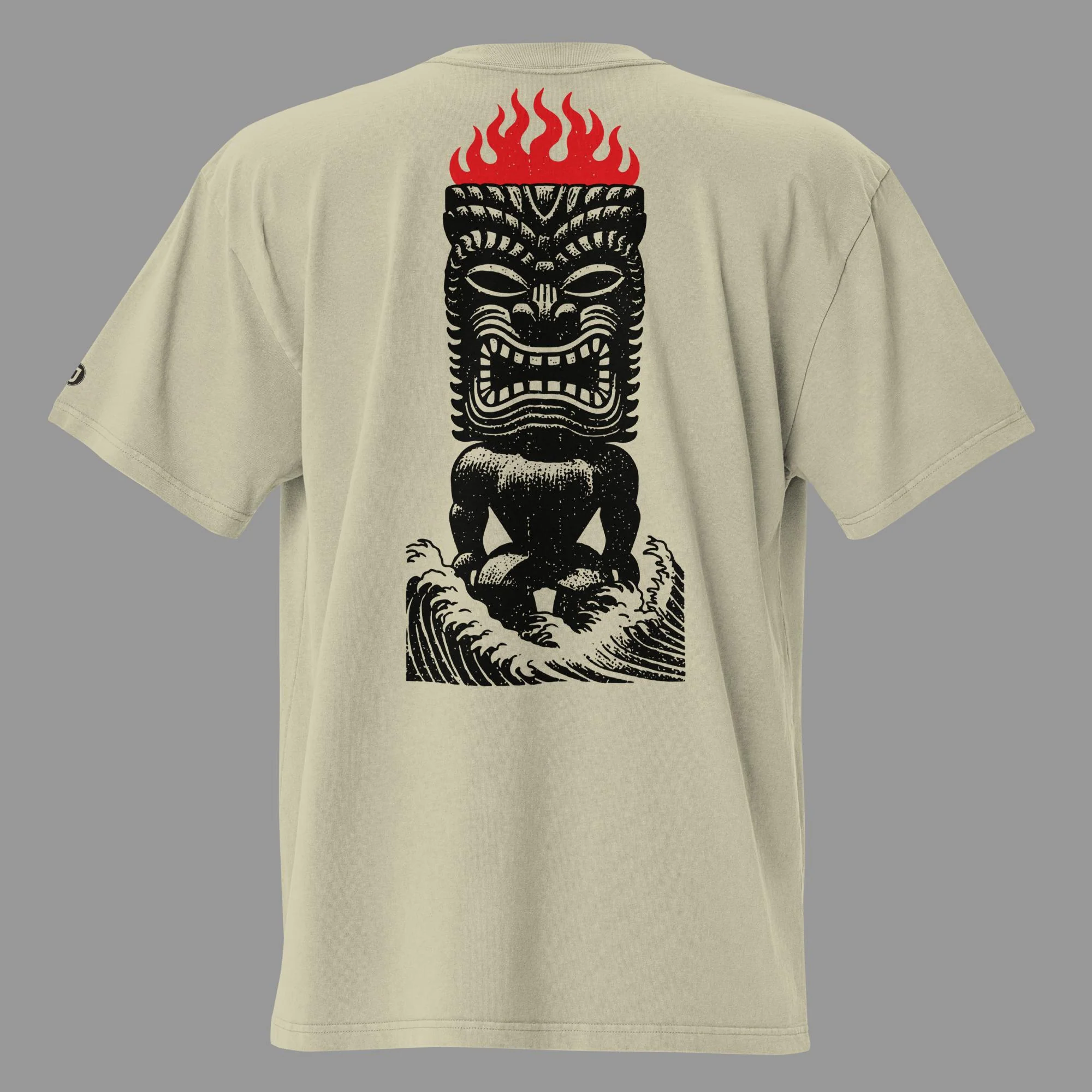 Tiki Inferno Men's Oversized Faded T-Shirt (back print)  | AS Colour - Image 2