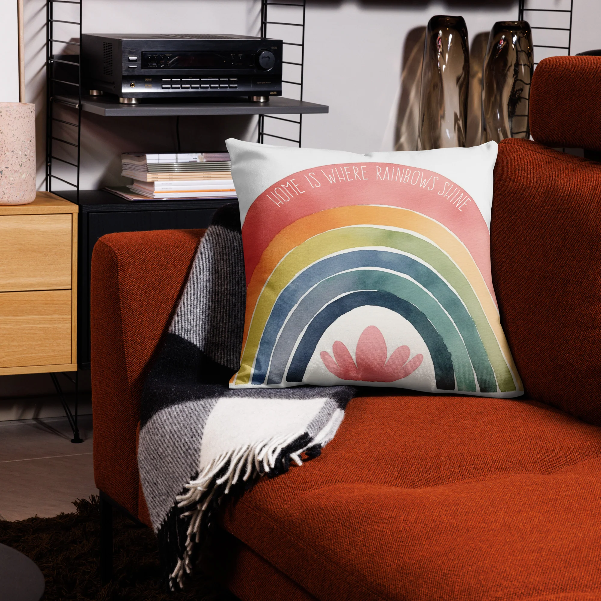 Where Rainbows Shine Large Premium Pillow